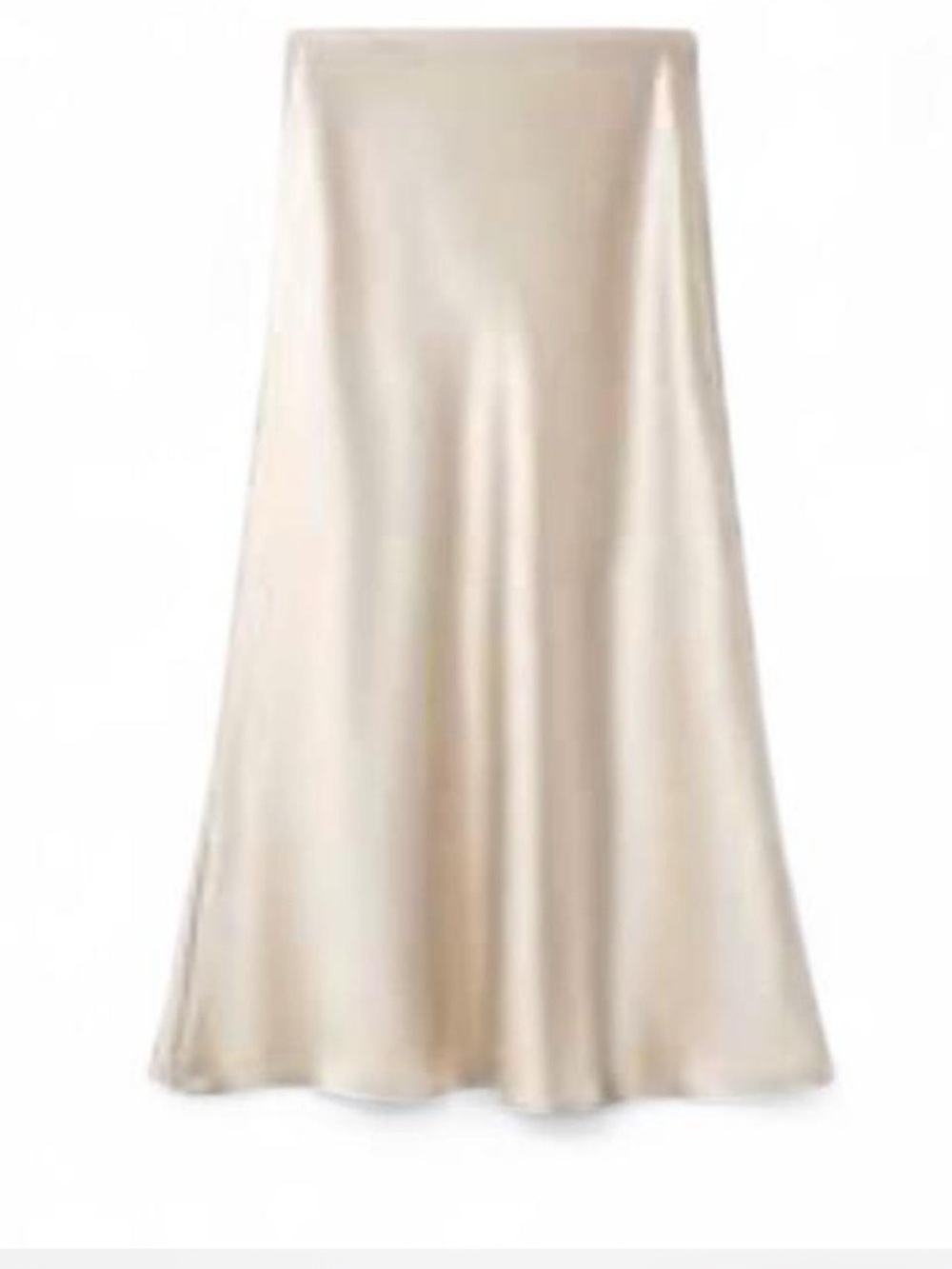 Gorgeous champagne satin high waisted Alfani midi skirt with side zip small